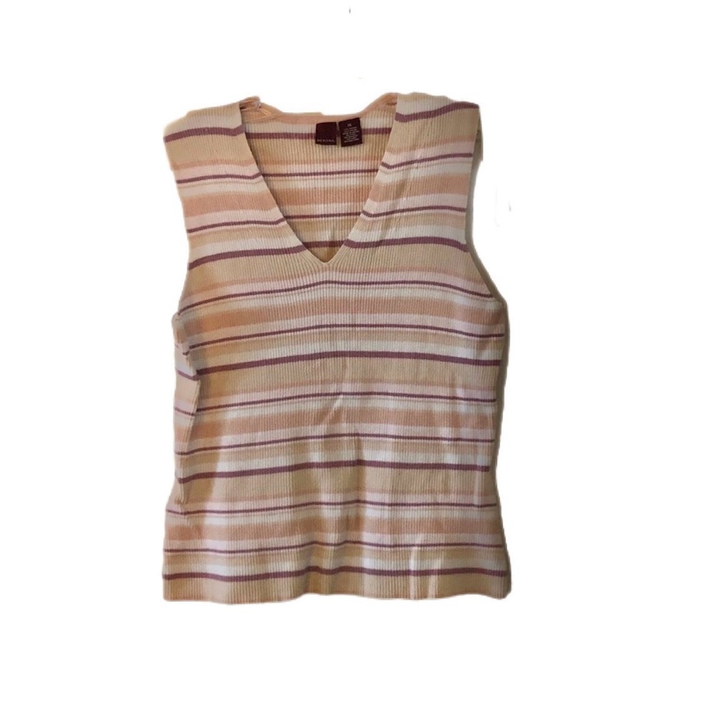 Target Merona Pink Peach Sleeveless Striped Spring Sweater Size XL Easter Summer